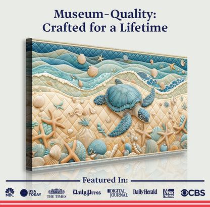 3D Coastal Wall Art IV canvas with layered blue waves and shells by Tailored Canvases on Tampa Home & Garden Store