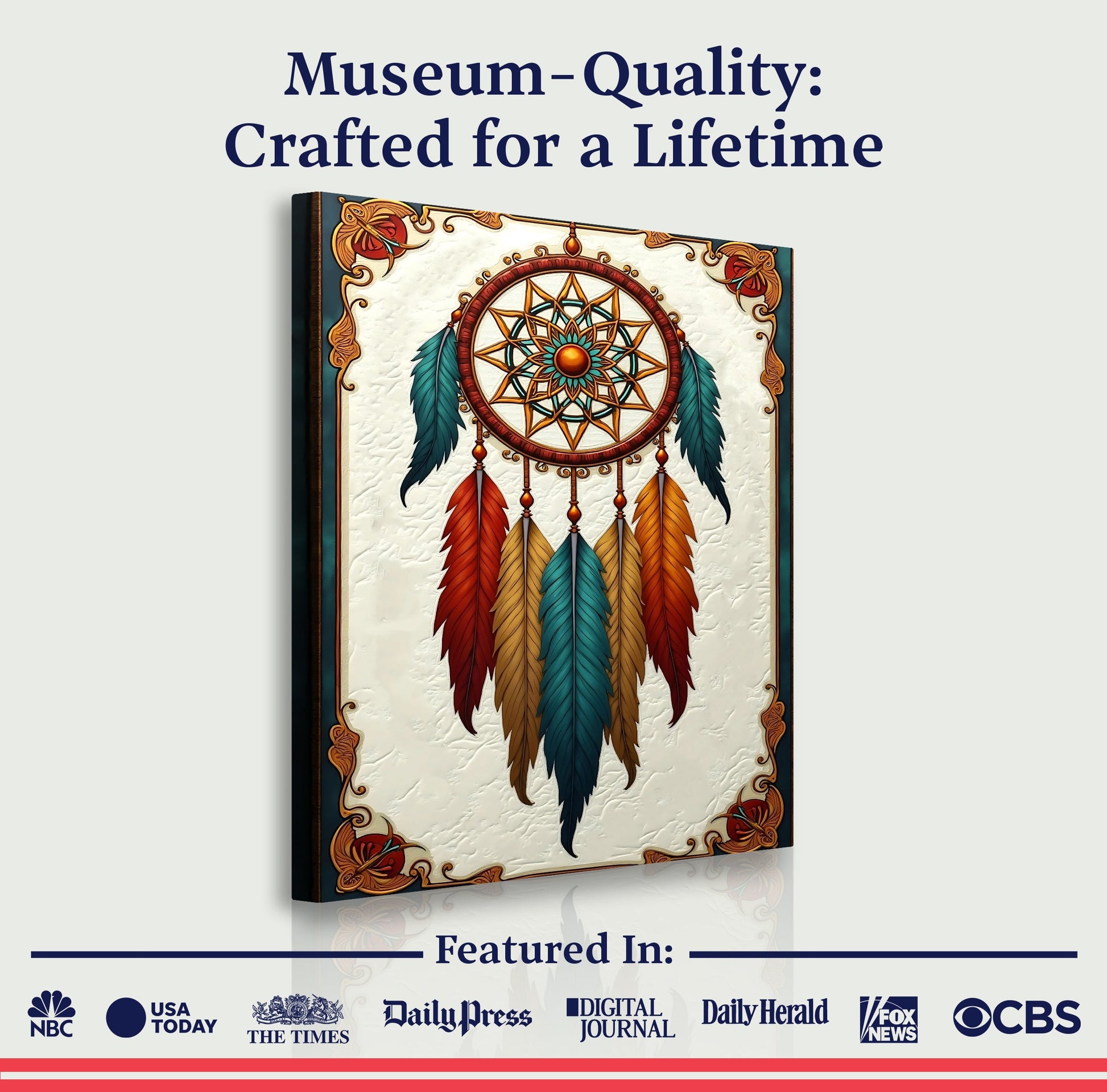 3D Whispering Feathers Wall Art V canvas by Tailored Canvases; teal orange red feathers on Tampa Home & Garden Store