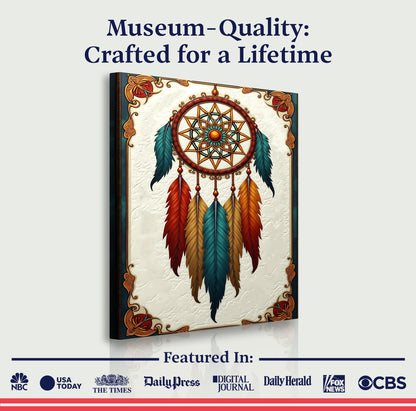 3D Whispering Feathers Wall Art V canvas by Tailored Canvases; teal orange red feathers on Tampa Home & Garden Store