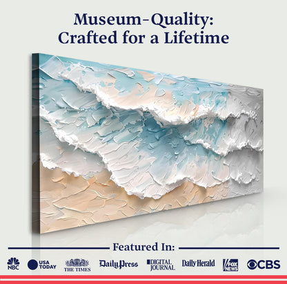 Blue Ocean Coastal Wall Art canvas, multi-panel display with textured ocean waves in blues on Tampa Home & Garden Store
