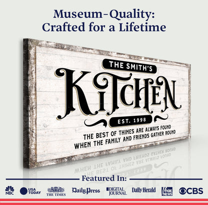 Kitchen Sign VII canvas by Tailored Canvases with distressed wood background on Tampa Home & Garden Store