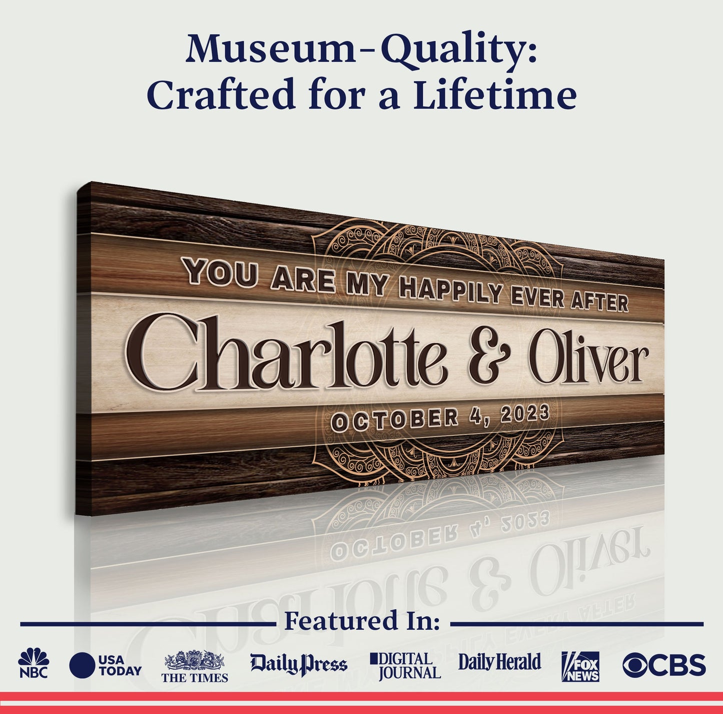 Canvas sign: Happily Ever After Couple Sign IV, wood design, Charlotte & Oliver on Tampa Home & Garden Store