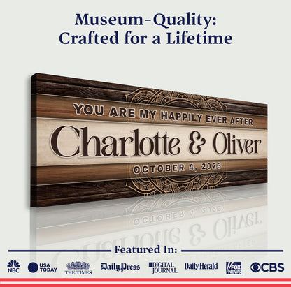 Canvas sign: Happily Ever After Couple Sign IV, wood design, Charlotte & Oliver on Tampa Home & Garden Store