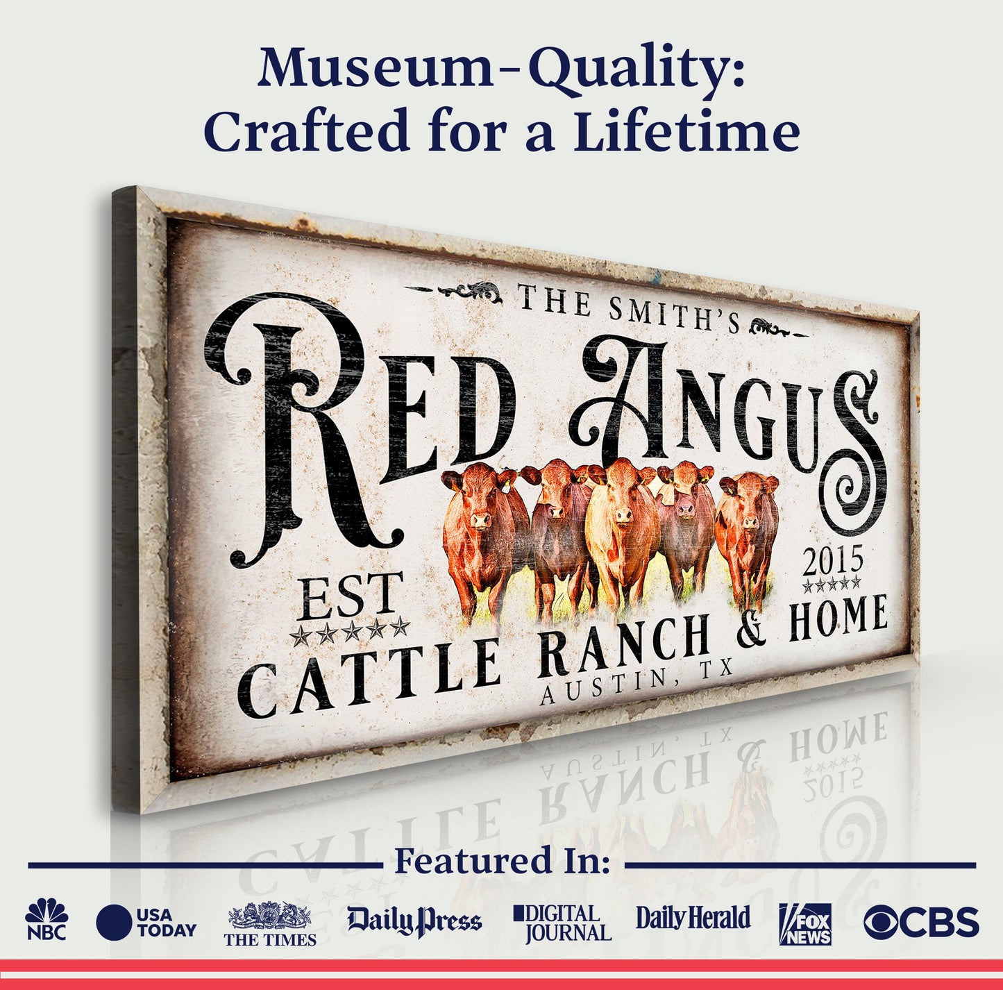 Red Angus Sign II canvas crafting sign with vintage ranch cattle art by Tailored Canvases on Tampa Home & Garden Store