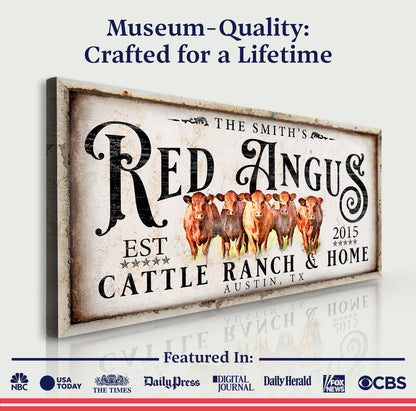 Red Angus Sign II canvas crafting sign with vintage ranch cattle art by Tailored Canvases on Tampa Home & Garden Store