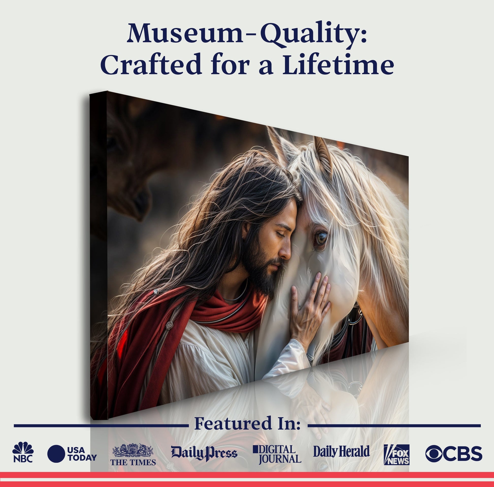 Jesus And Horse Faith Wall Art canvas by Tailored Canvases, warm-toned crafting canvas on Tampa Home & Garden Store