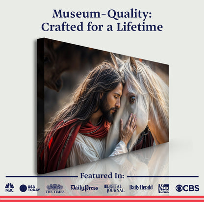 Jesus And Horse Faith Wall Art canvas by Tailored Canvases, warm-toned crafting canvas on Tampa Home & Garden Store