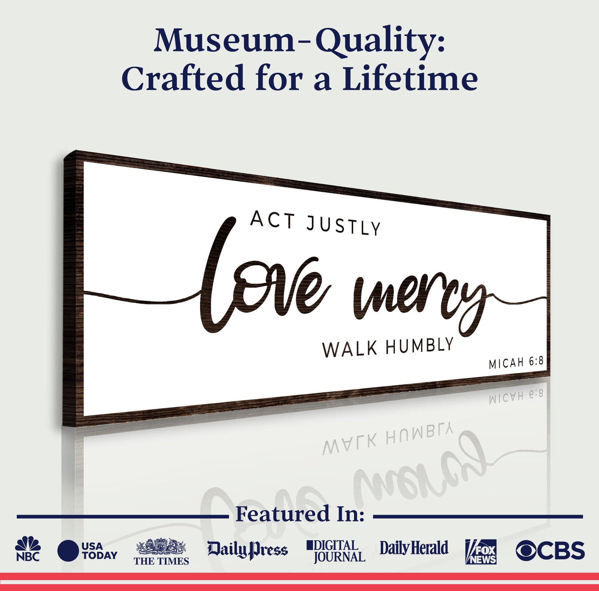 Canvas Tailored Canvases sign Act Justly Love Mercy Walk Humbly Faith Sign III framed wood on Tampa Home & Garden Store