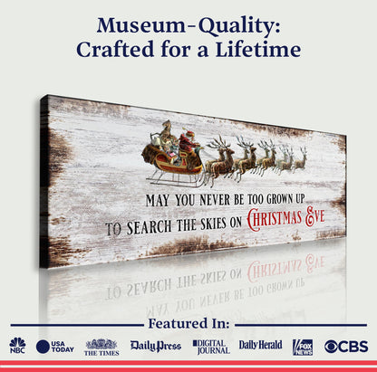 Canvas Sign II by Tailored Canvases with Santa and reindeer on distressed white wood on Tampa Home & Garden Store