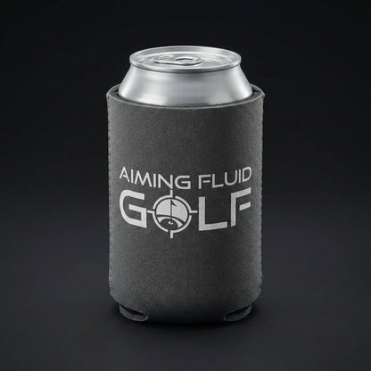 Brewski Koozie golf can in gray neoprene sleeve with Aiming Fluid Golf logo on Tampa Home & Garden Store