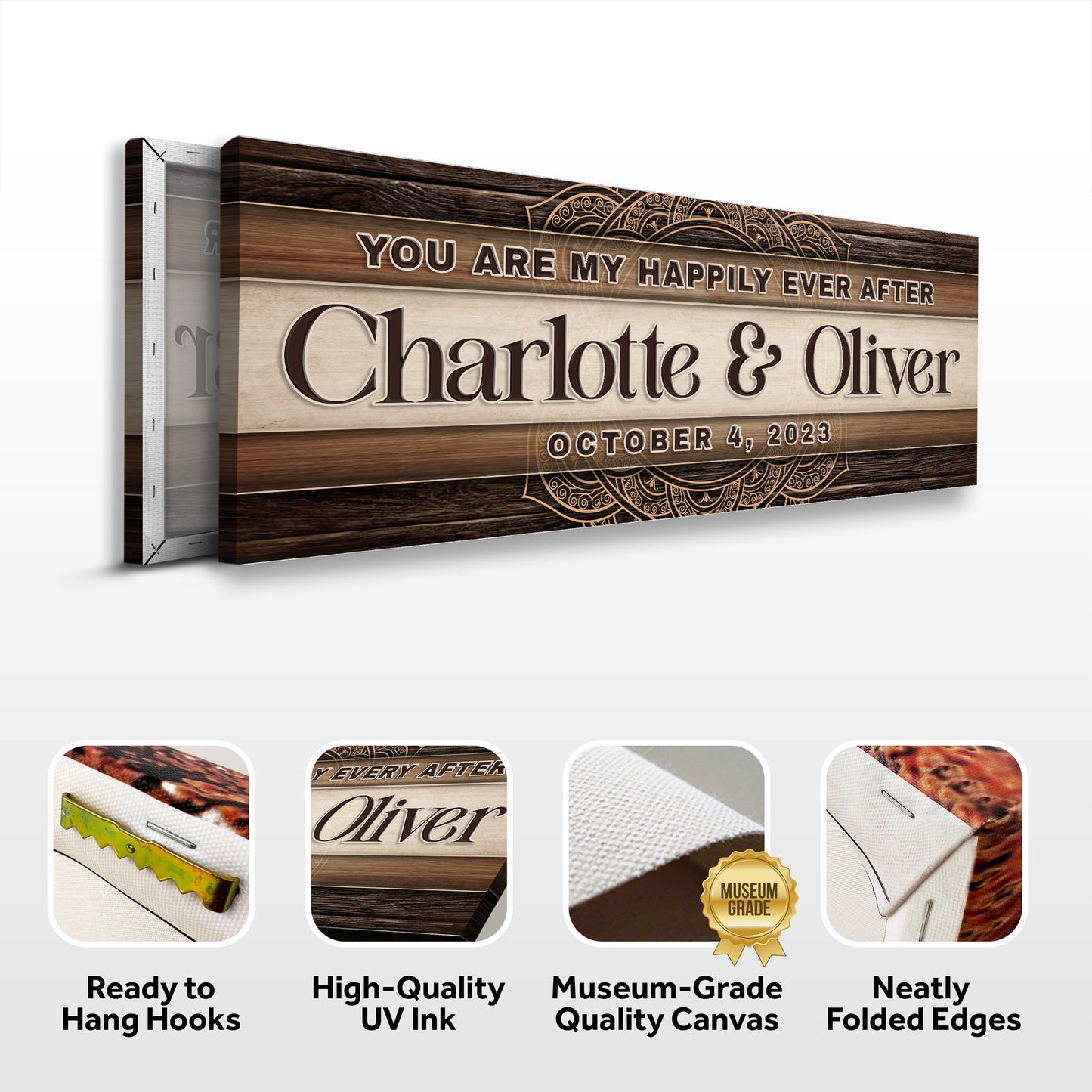 Canvas sign Personalized HEA Couple Sign IV wood design Charlotte & Oliver on Tampa Home & Garden Store