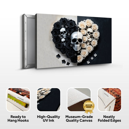 Skull and Flowers Wall Art XIII canvas by Tailored Canvases black and ivory roses and skulls on Tampa Home & Garden Store