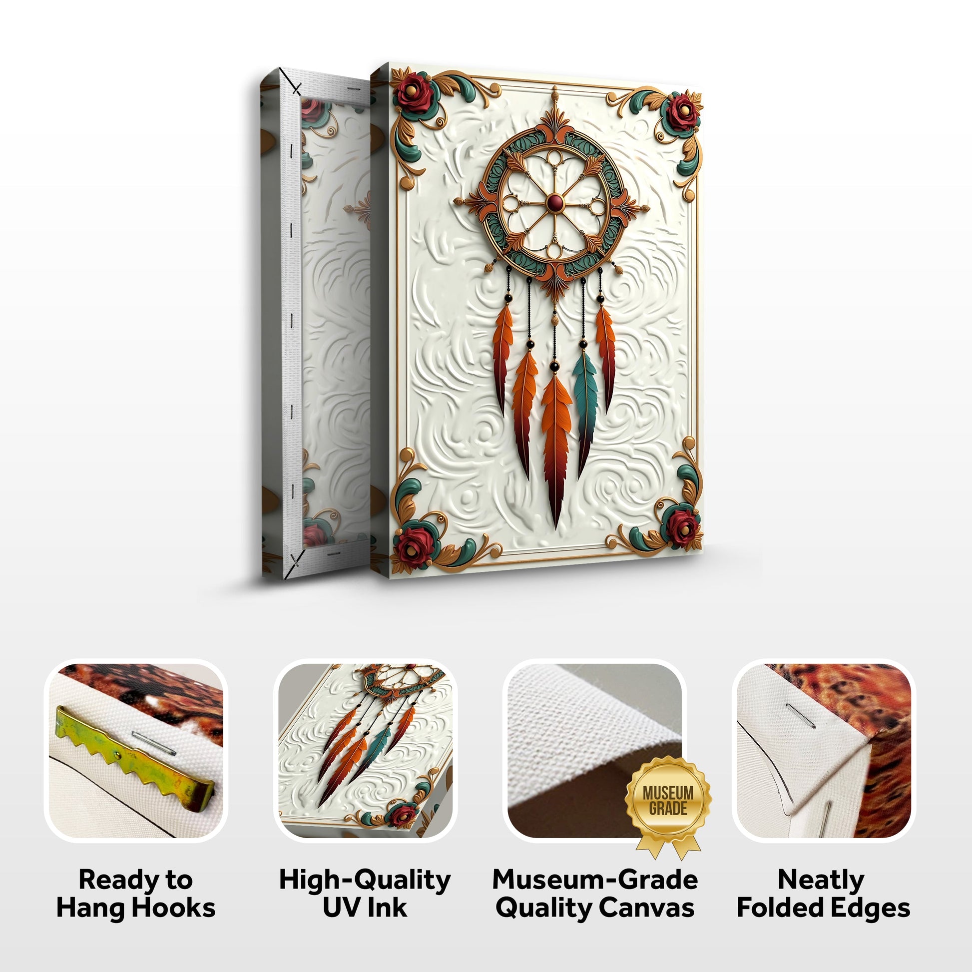 3D Whispering Feathers Wall Art III canvas by Tailored Canvases with teal copper feathers on Tampa Home & Garden Store