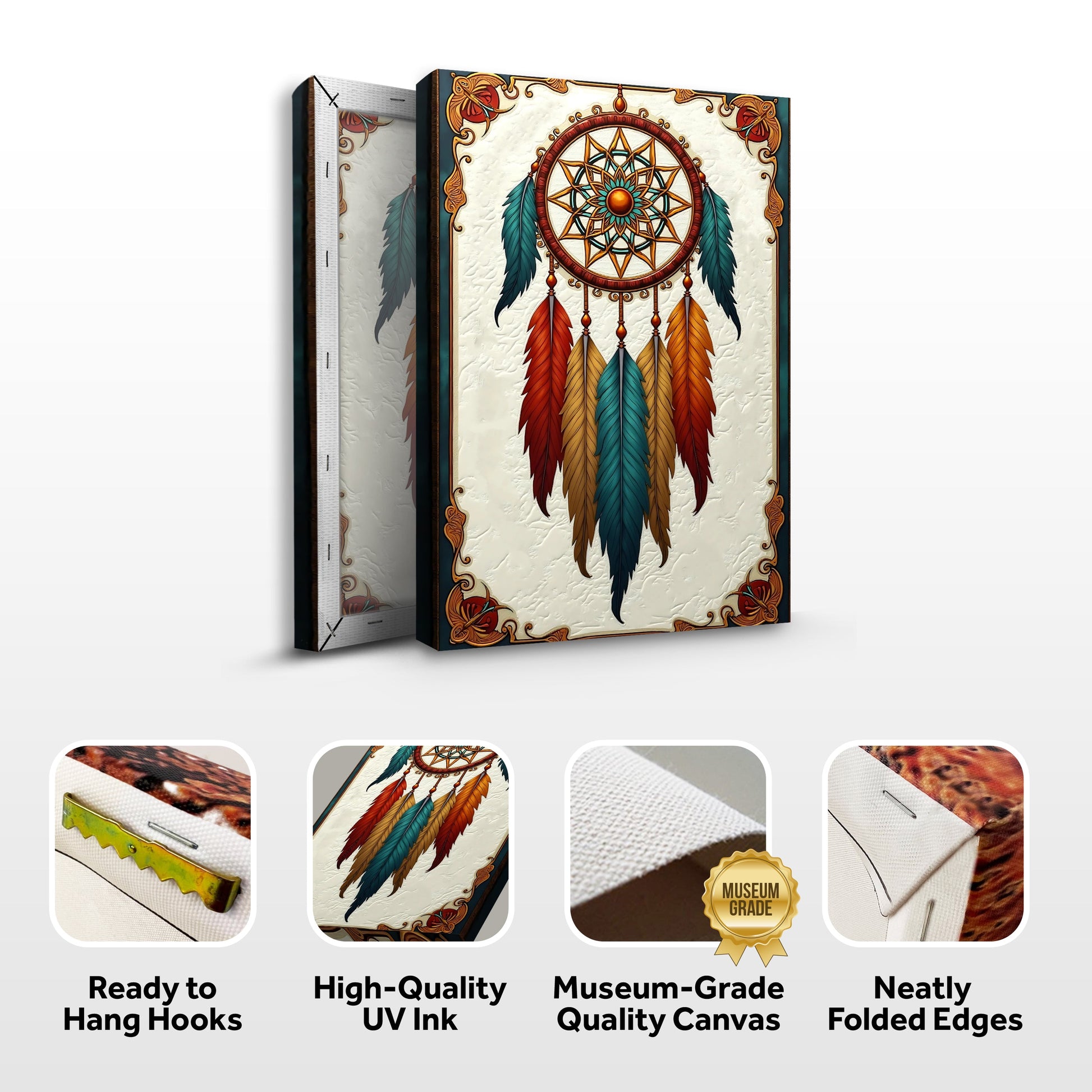 3D Whispering Feathers Wall Art V canvas by Tailored Canvases with teal and orange feathers on Tampa Home & Garden Store