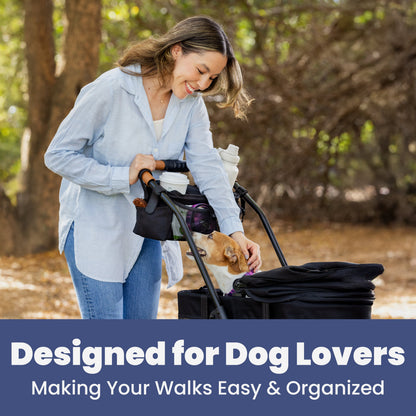 Rubyloo Dog Stroller Caddy Organizer in black, stroller-mounted organizer for essentials on Tampa Home & Garden Store