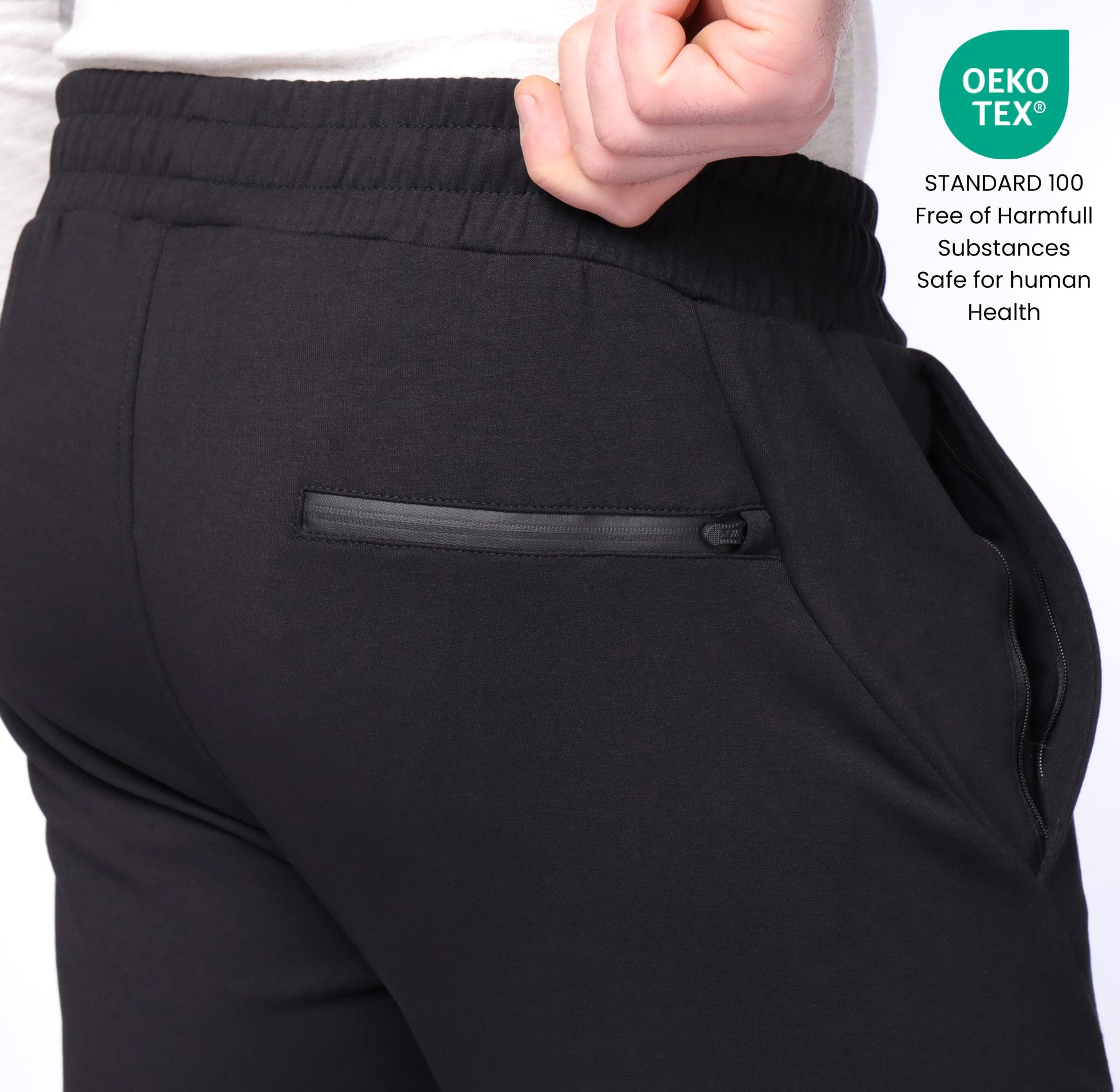 SCR Classic Athleisure Sweatpants tall tapered black pants with zip pocket on Tampa Home & Garden Store