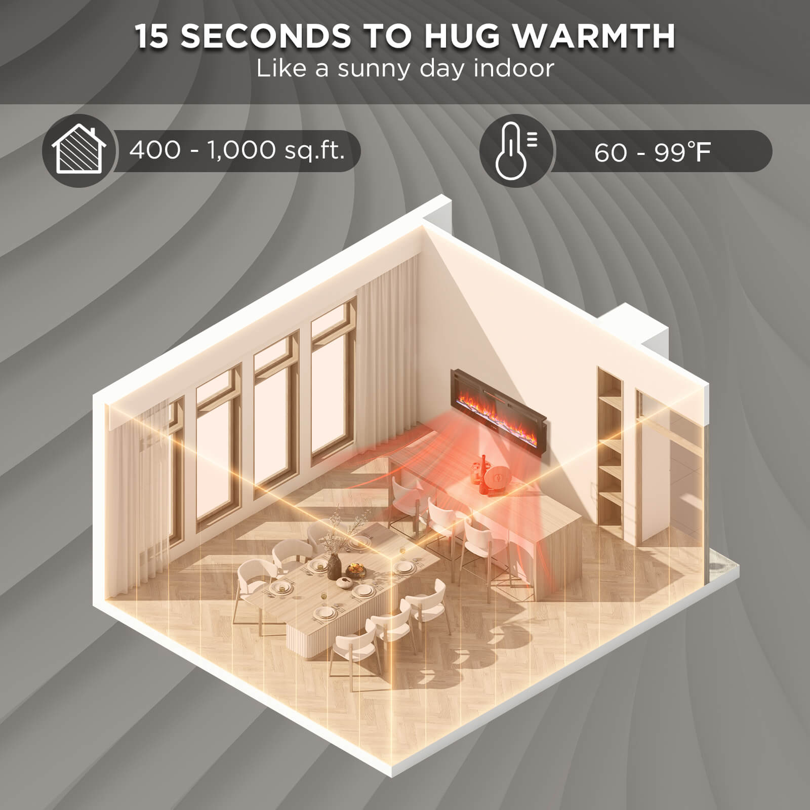 In Flames INF50W-3D WiFi Smart Wall Mounted Electric Fireplace - Tempered Glass - Tampa Home & Garden Store