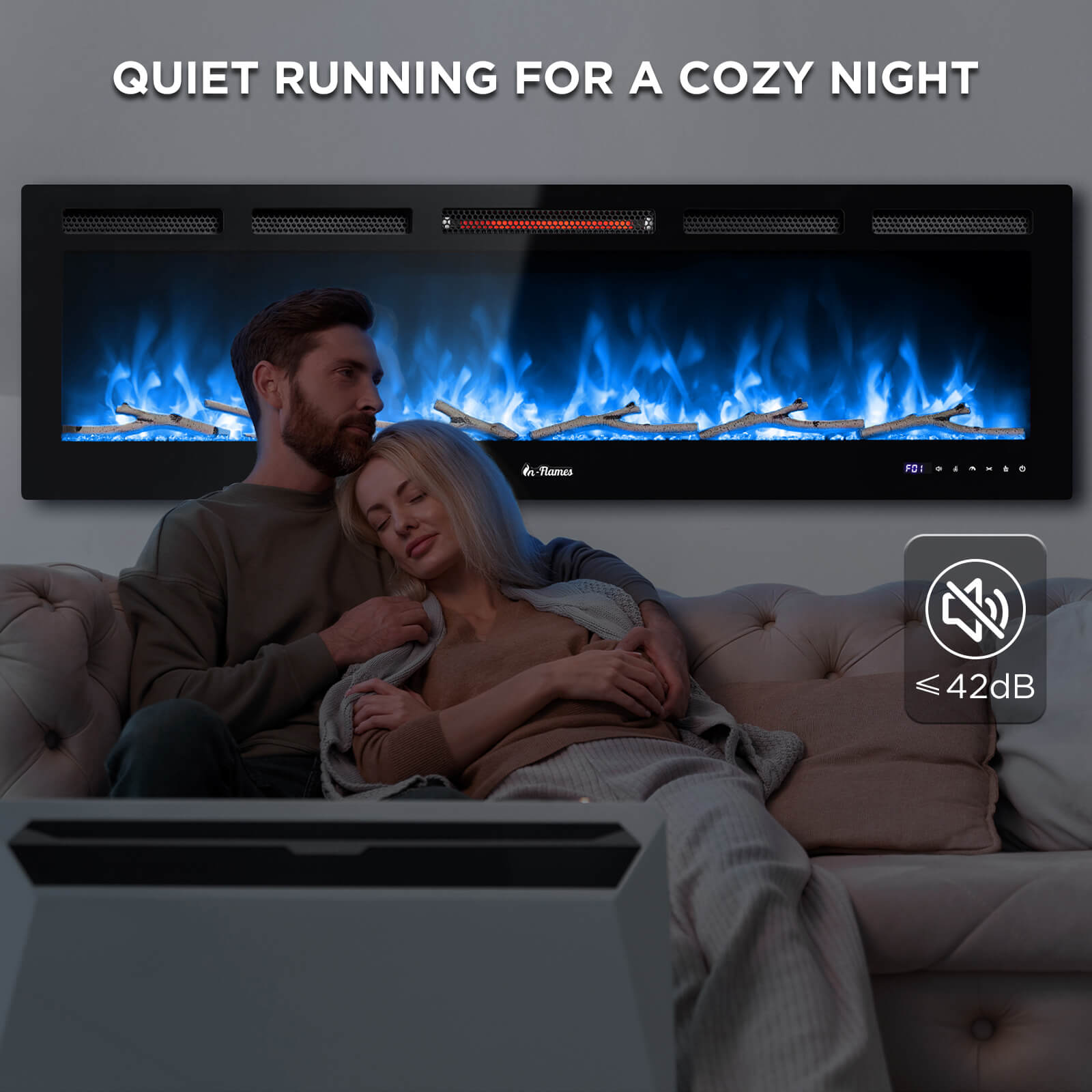 In Flames INF60W-3D WiFi Smart Wall Mounted Electric Fireplace - Tempered Glass - Tampa Home & Garden Store
