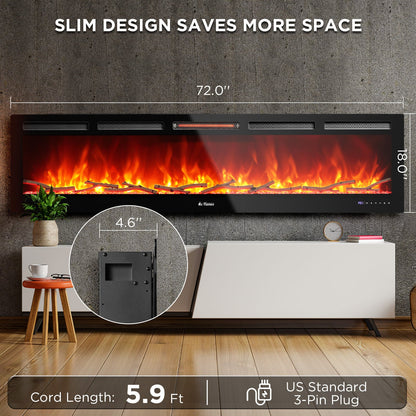 In Flames INF72W-3D WiFi Smart Wall Mounted Electric Fireplace - Tempered Glass - Tampa Home & Garden Store