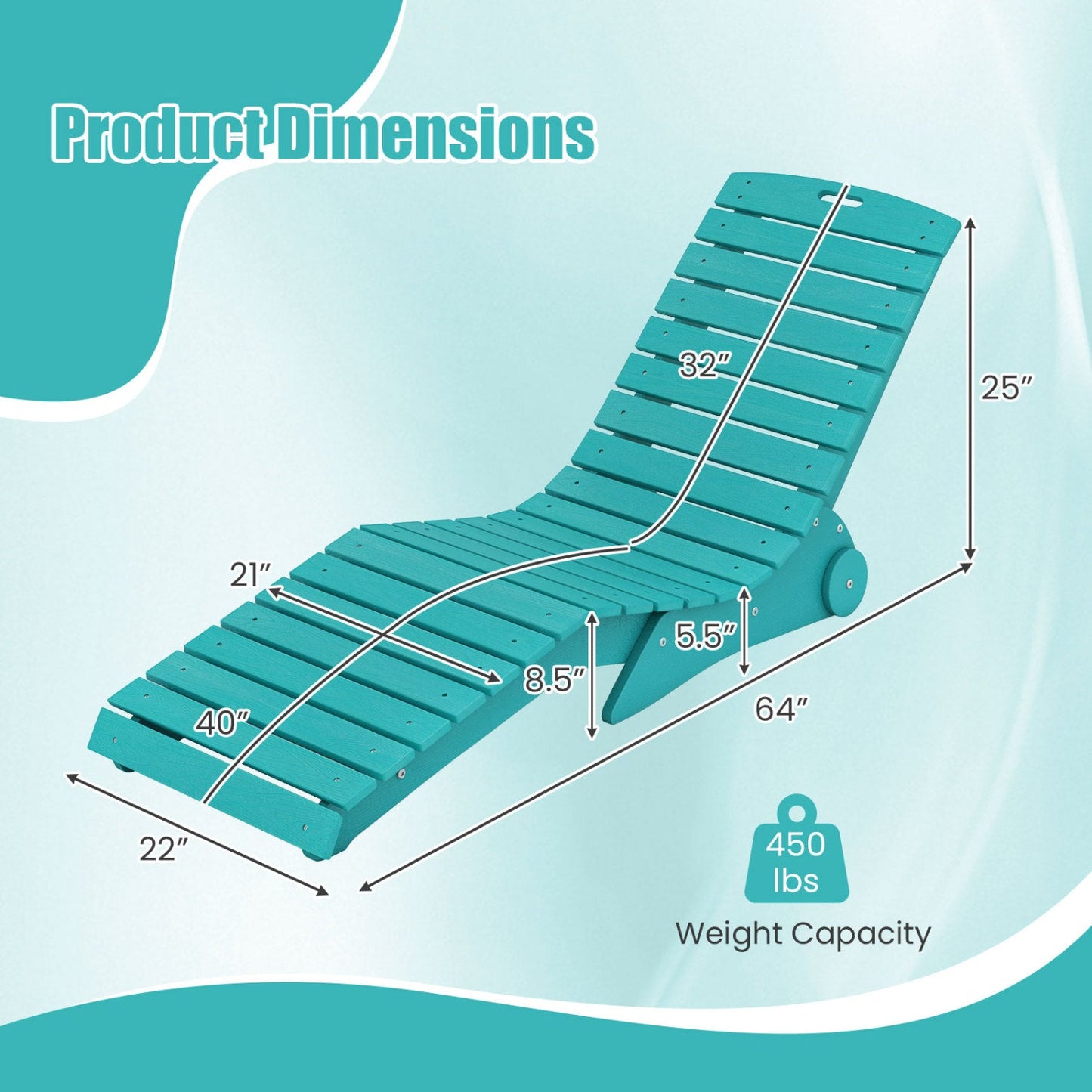 DirectDeals teal in-pool chaise lounge with weighted anti-floating design, 450 lb capacity on Tampa Home & Garden Store