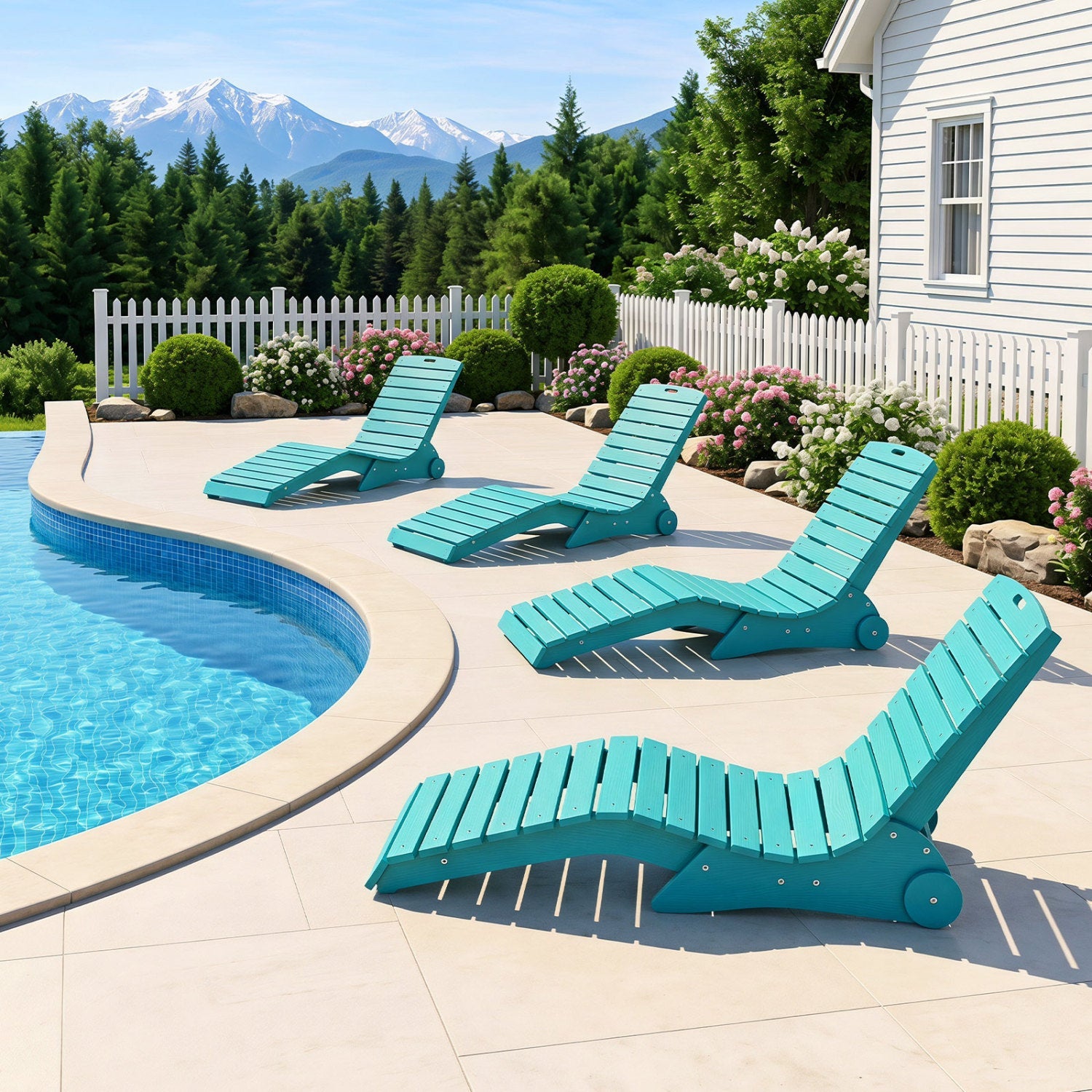 In-Pool Lounge Chair turquoise, DirectDeals, weighted anti-floating design, 450 lb capacity on Tampa Home & Garden Store