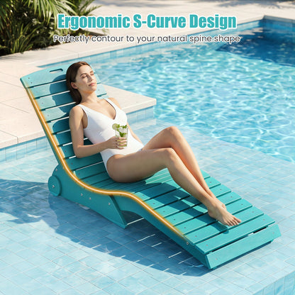 In-Pool Lounge Chair by DirectDeals, turquoise weighted anti-floating design beside pool on Tampa Home & Garden Store
