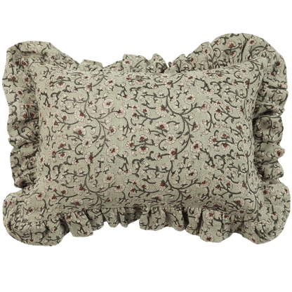 Inaya Linen Floral Throw Pillow Cover, Beachwood Ruffled - Tampa Home & Garden Store