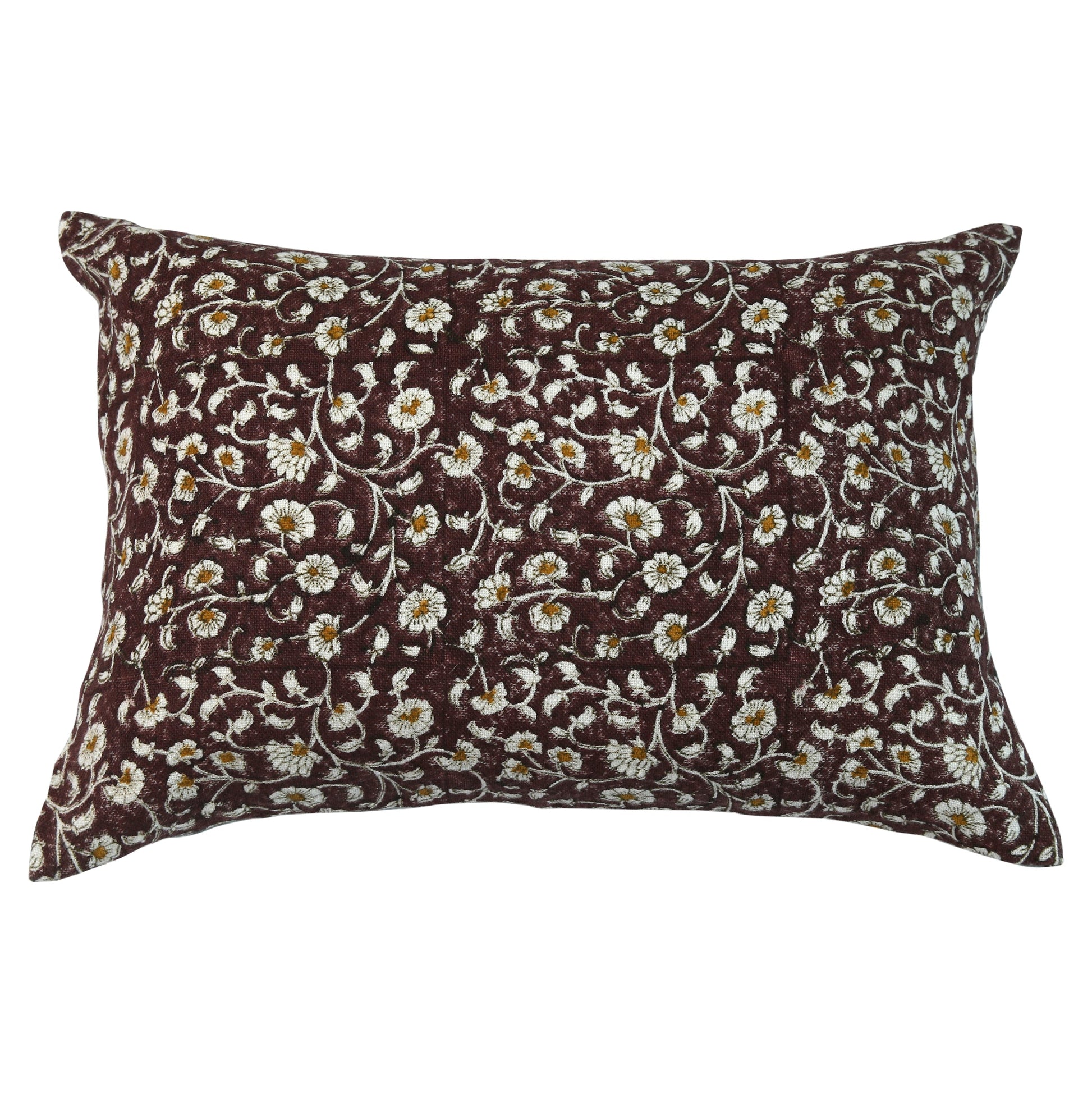 Inaya Linen Floral Throw Pillow Cover, Ruby on White - Tampa Home & Garden Store