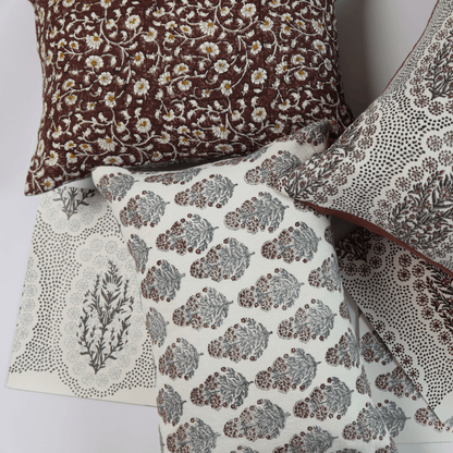 Inaya Linen Floral Throw Pillow Cover, Ruby on White - Tampa Home & Garden Store
