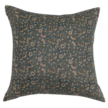 Inaya Linen Floral Throw Pillow Cover, Teal - Tampa Home & Garden Store