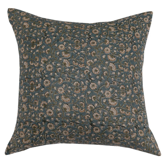 Inaya Linen Floral Throw Pillow Cover, Teal - Tampa Home & Garden Store