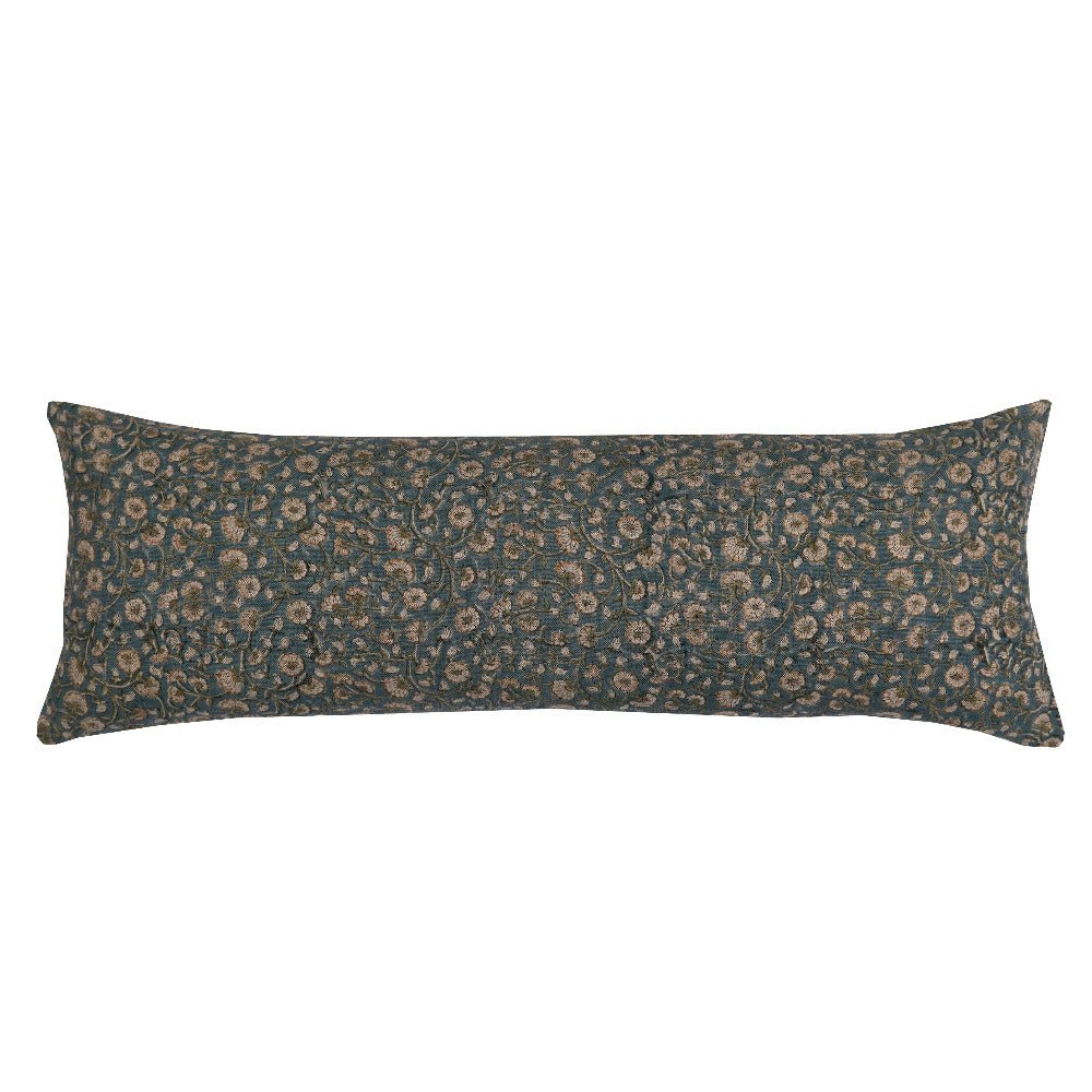 Inaya Linen Floral Throw Pillow Cover, Teal - Tampa Home & Garden Store