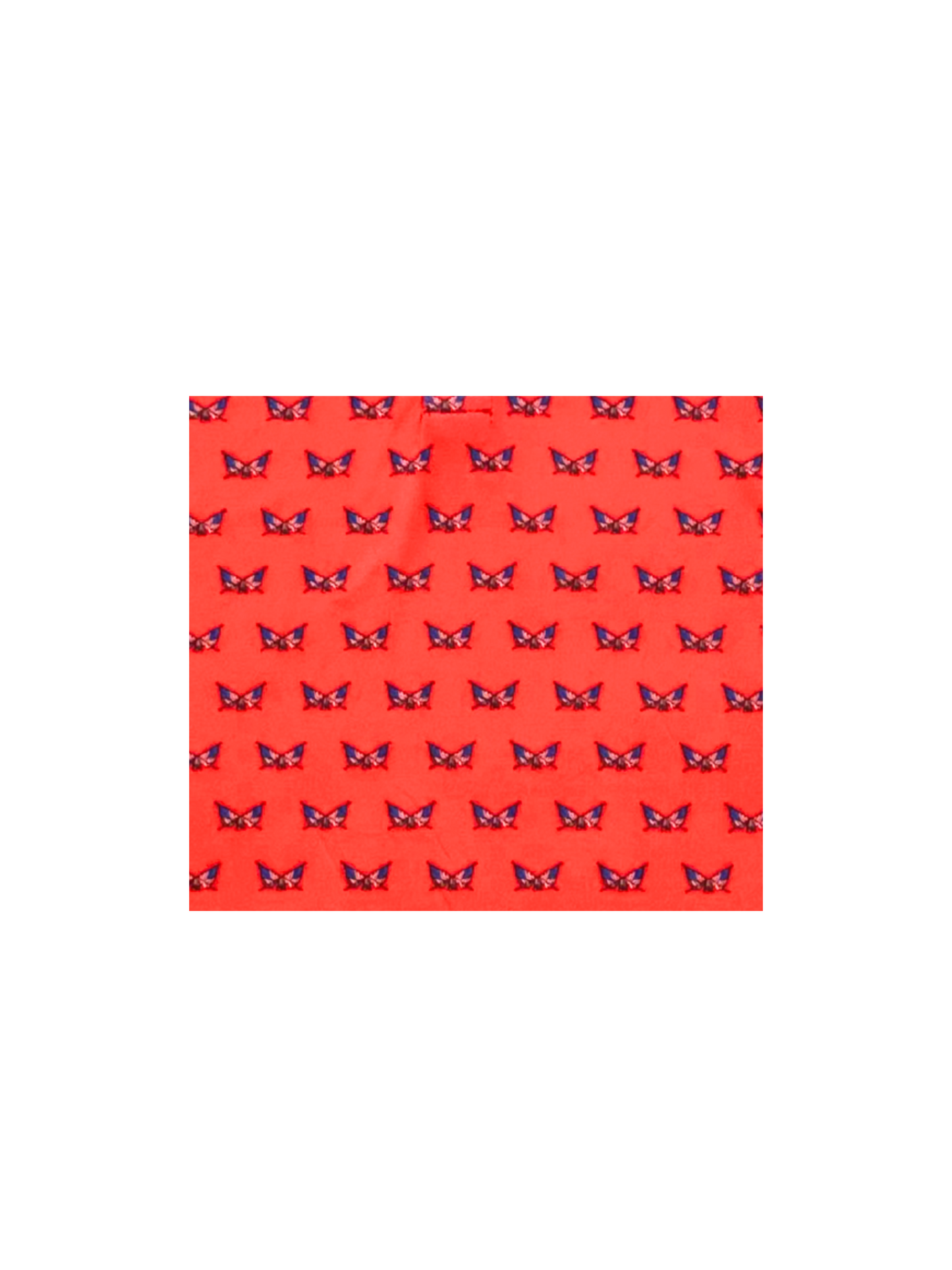 Independence Performance Polo fabric in red-orange with butterfly motif on Tampa Home & Garden Store