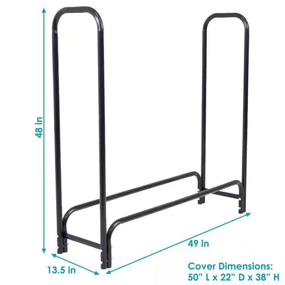 Indoor/Outdoor 4-Ft. Black Metal Firewood Rack with Cover - Tampa Home & Garden Store