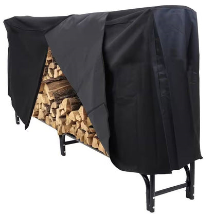 Indoor/Outdoor 8-ft. Black Metal Firewood Rack with Cover - Tampa Home & Garden Store
