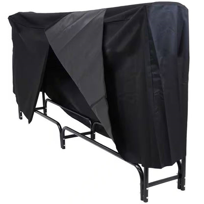 Indoor/Outdoor 8-ft. Black Metal Firewood Rack with Cover - Tampa Home & Garden Store