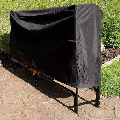 Indoor/Outdoor 8-ft. Black Metal Firewood Rack with Cover - Tampa Home & Garden Store