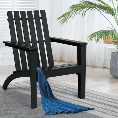 Indoor/Outdoor Acacia Wood Adirondack Lounge Armchair - Black - Tampa Home & Garden Store