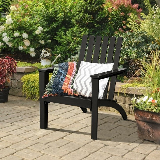 Indoor/Outdoor Acacia Wood Adirondack Lounge Armchair - Black - Tampa Home & Garden Store