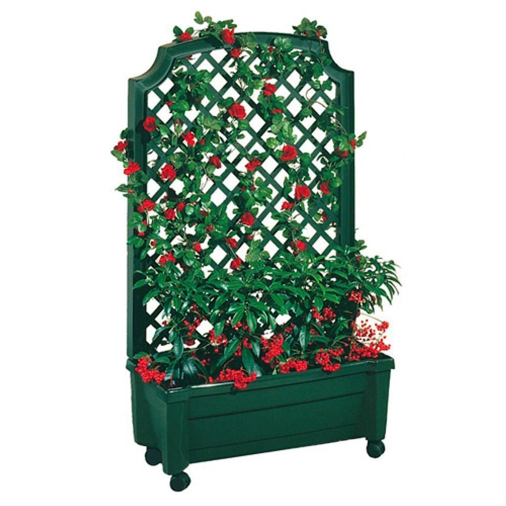 Indoor/Outdoor Green Polypropylene Wheeled Trellis Planter - Tampa Home & Garden Store