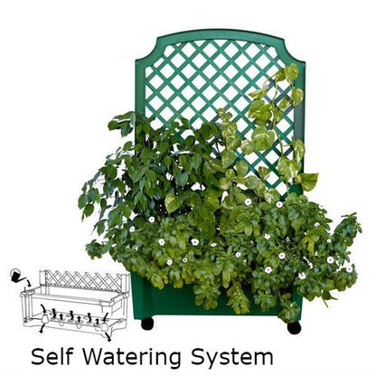Indoor/Outdoor Green Polypropylene Wheeled Trellis Planter - Tampa Home & Garden Store