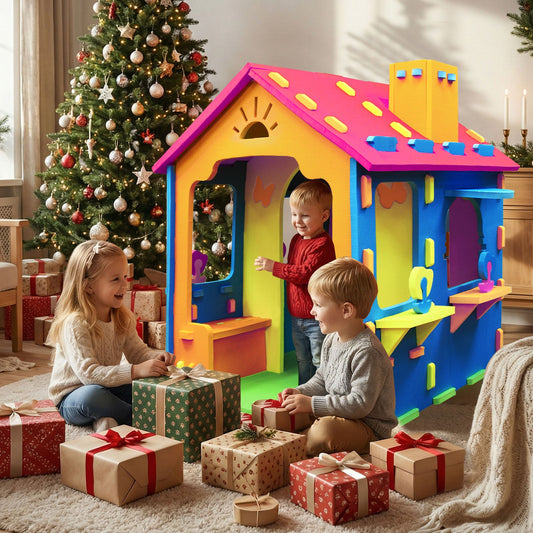Indoor Cottage Playset with Roof and Chimney for Creative Play - Tampa Home & Garden Store