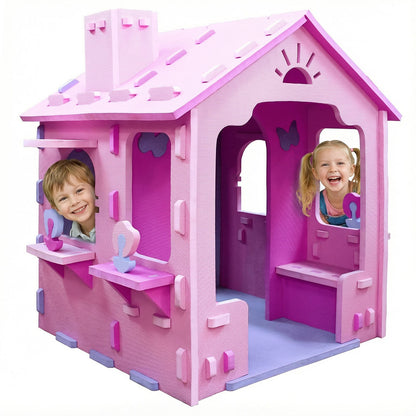 Indoor Cottage Playset with Roof and Chimney for Creative Play