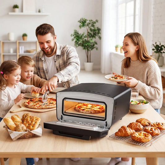 DirectDeals electric pizza oven, compact black countertop, 12-inch pizza capacity, 8 presets on Tampa Home & Garden Store