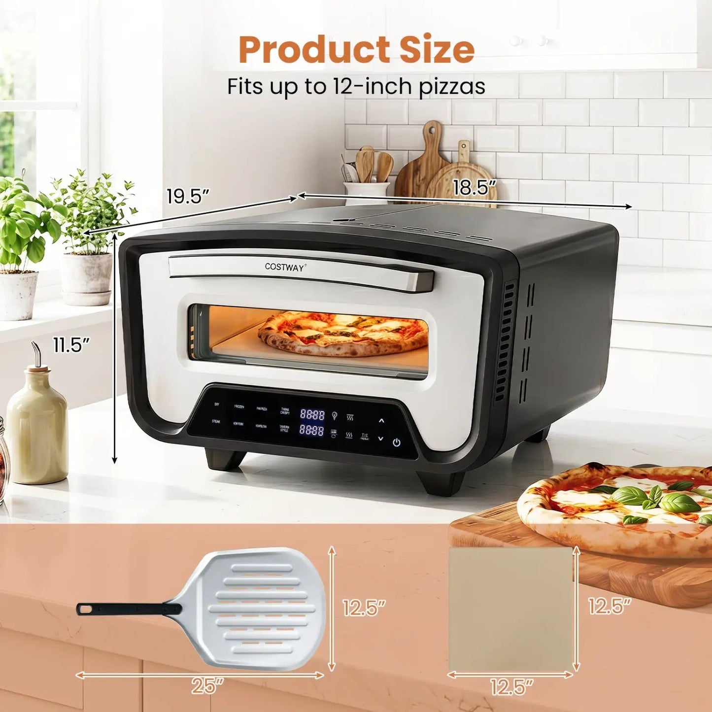 Electric Pizza Oven 12 Inch Pizzas with Presets