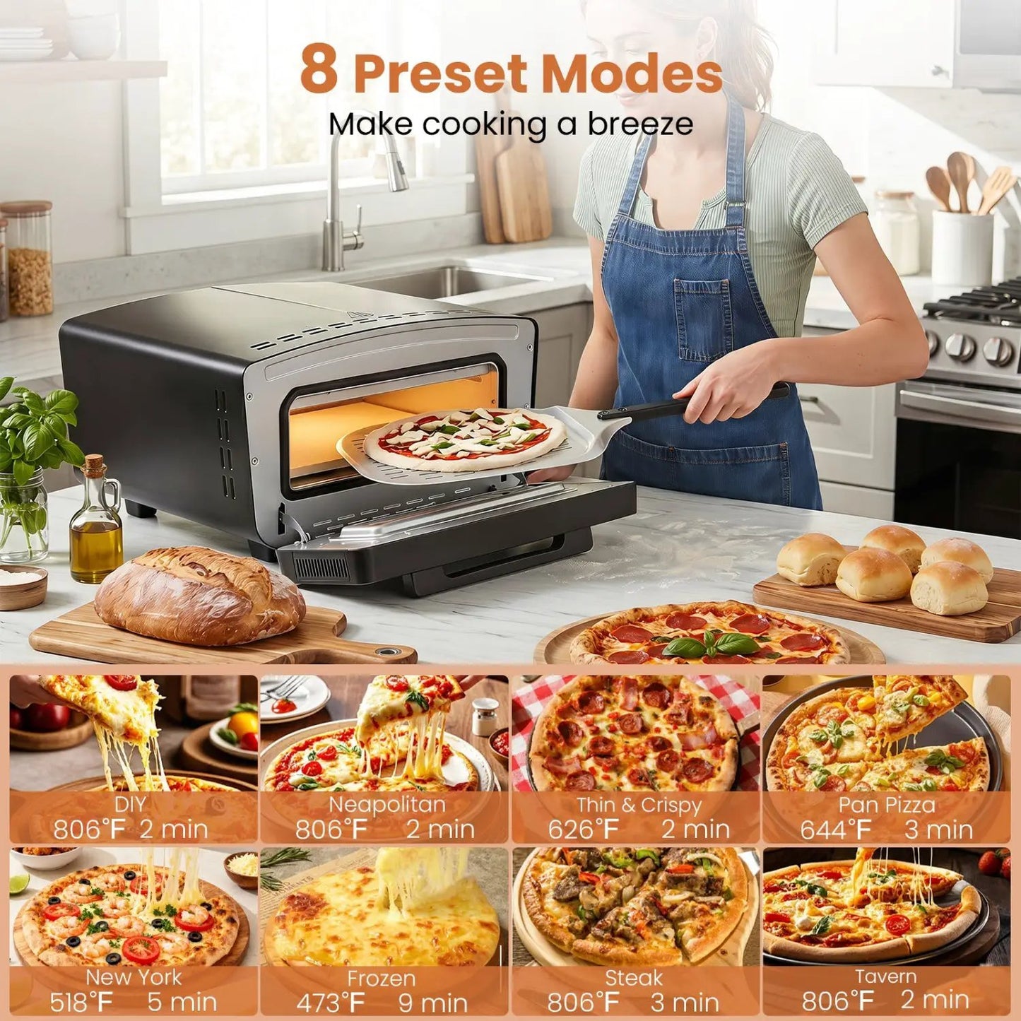Electric Pizza Oven 12 Inch Pizzas with Presets