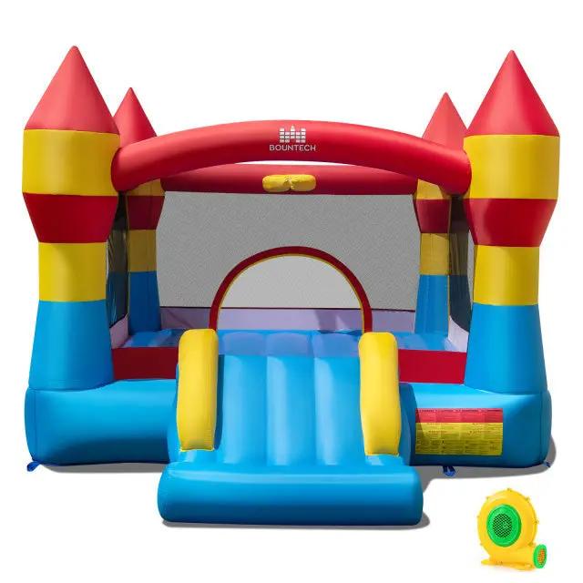 Inflatable Bounce House with Slide and Hoop