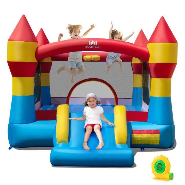 Inflatable Bounce House with Slide and Hoop