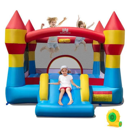 Inflatable Bounce House with Slide and Hoop