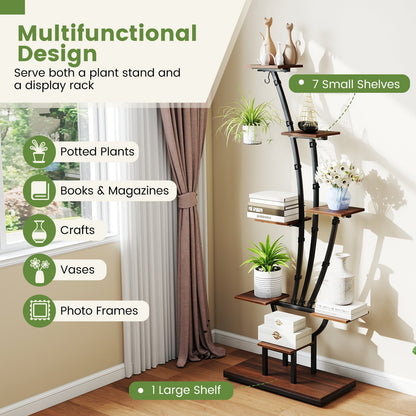 Indoor Plant Stand with Grow Lights Tall 8-Tier Corner Metal Plant Shelf